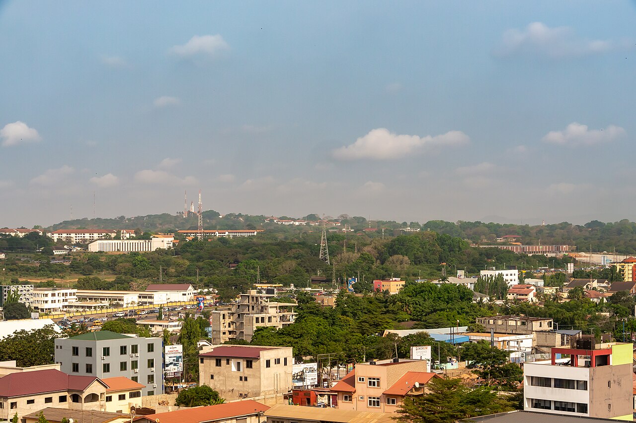 Aerial view over East Legon, Accra, Ghana